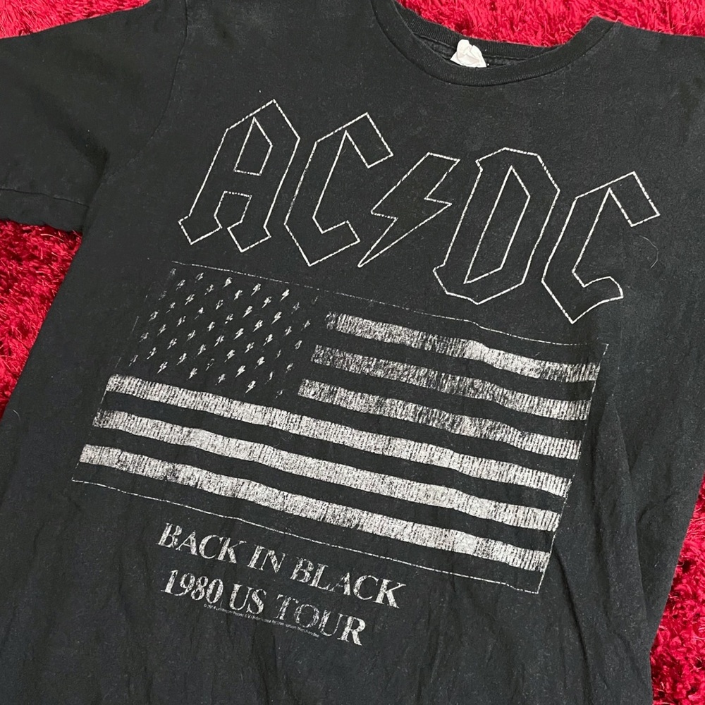 AC/DC Back In Black 1980 Tour Album Art Shirt Black Large White - Picture 4 of 6
